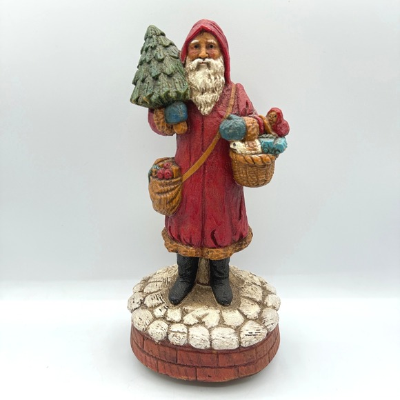 Enesco Other - Enesco Musical Figurine Old World Santa 12in Red 1987 Vtg Christmas Victorian